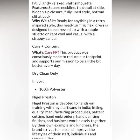 Free People BRENDA KNIGHT Nigel Preston Sue Ellen Gown/ size M - Picture 9 of 13